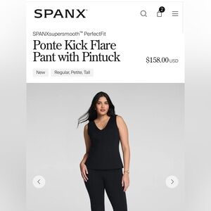 SPANX Black Ponte Kick Flare Pants with Pintuck